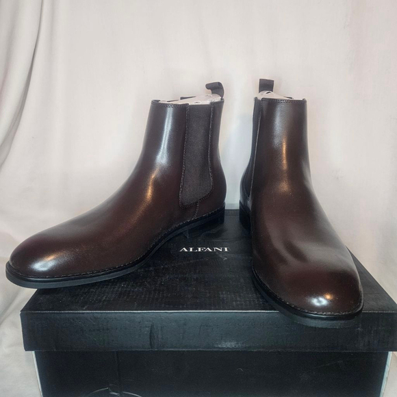 Alfani Luka 2 Brown Pull-On Chelsea Boots NWT Sz 12 Retail $70 Vegan Leather - Picture 5 of 8